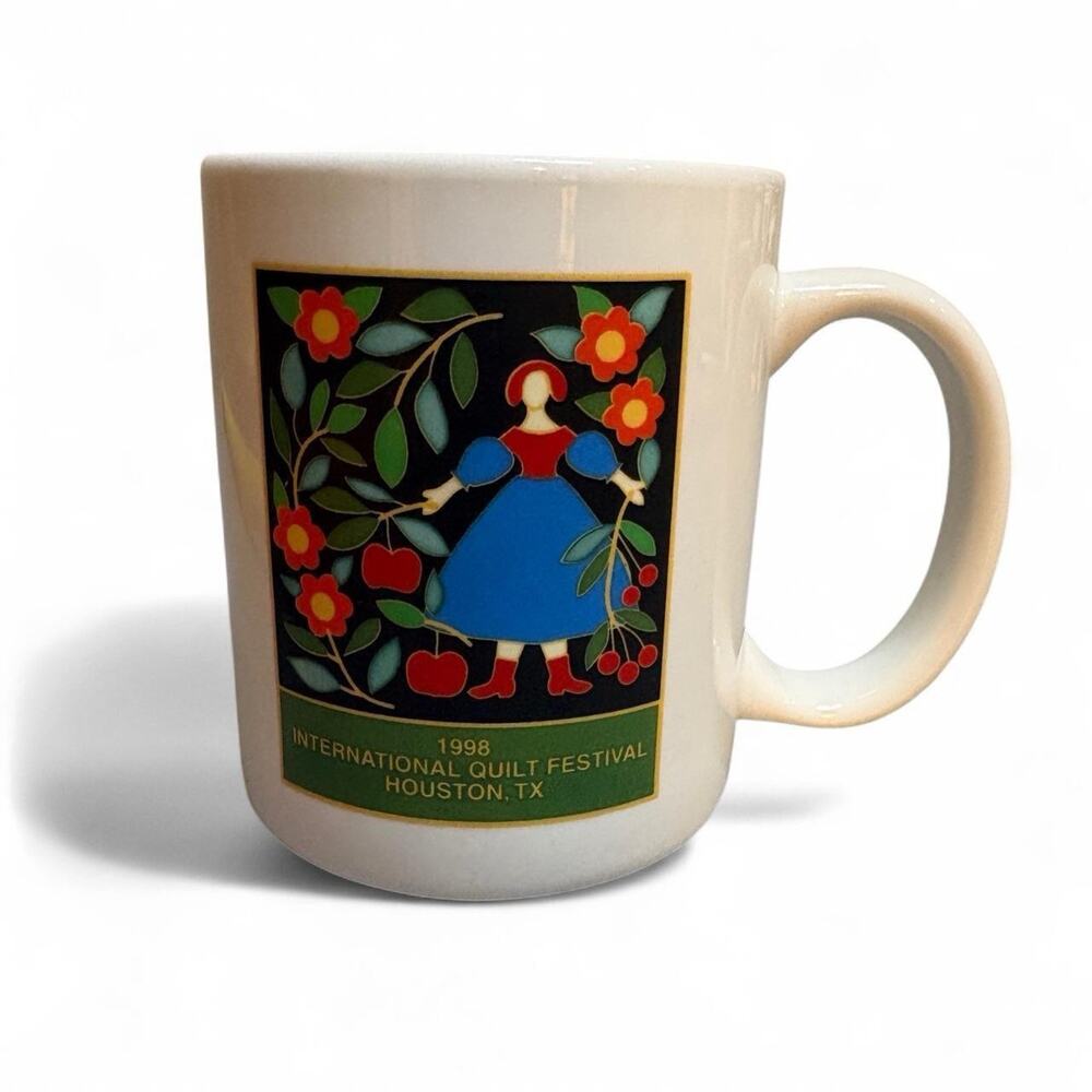 1998 International Quilt Festival Houston Mug LinYi Silver Phoenix Folk Art